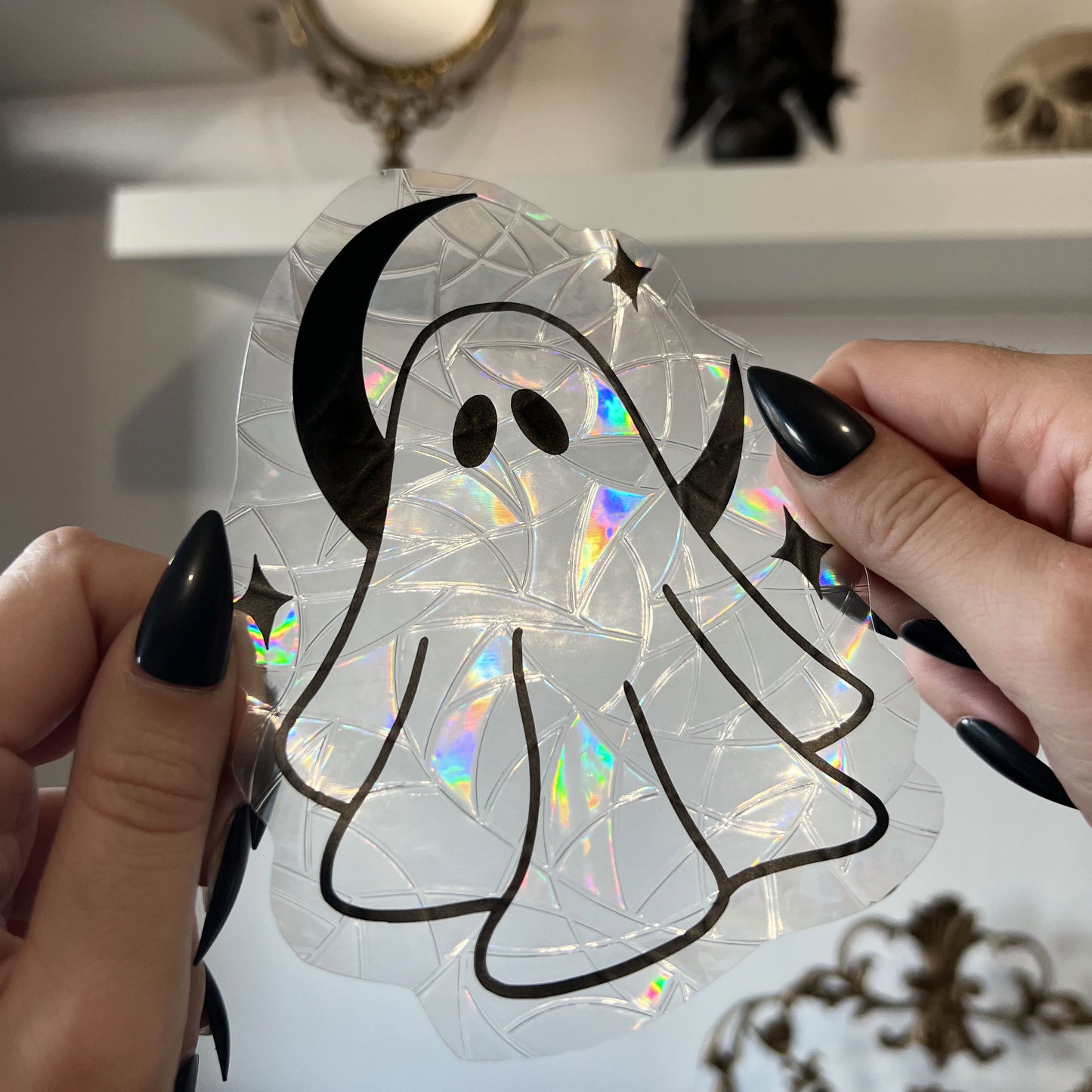 Ghost moon sun catcher - magic rainbow window prism sticker