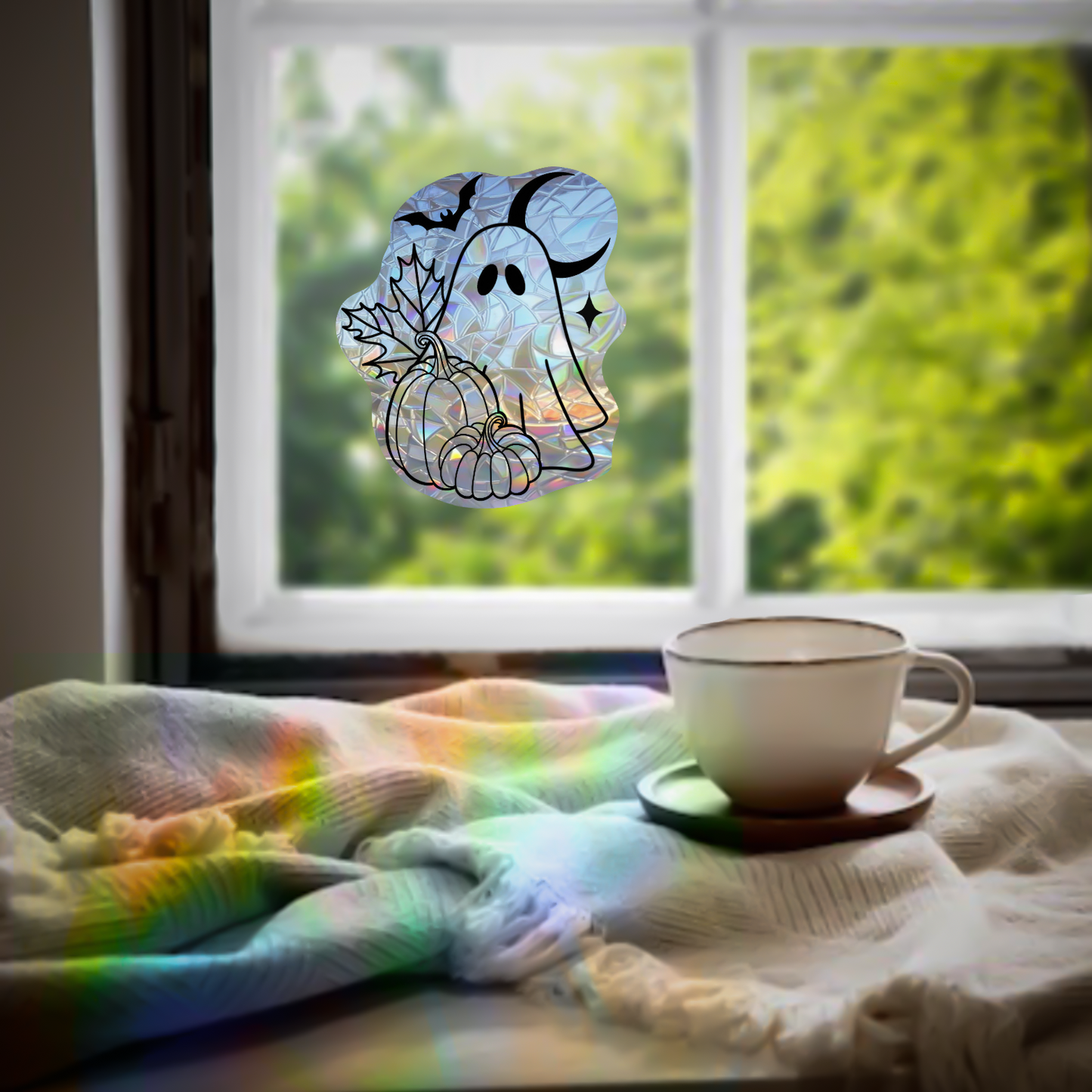 Ghost pumpkins sun catcher - magic rainbow window prism sticker