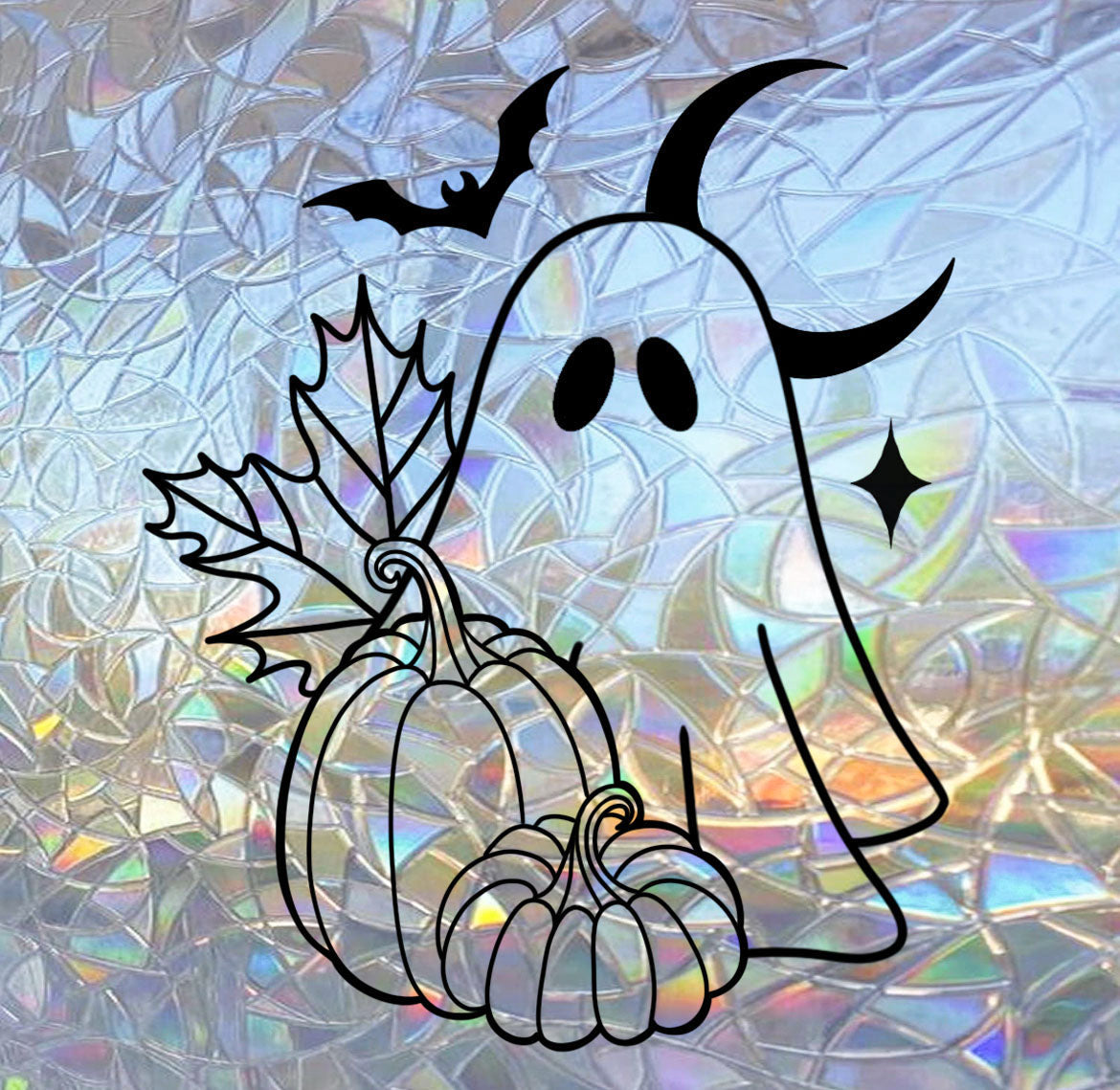 Ghost pumpkins sun catcher - magic rainbow window prism sticker