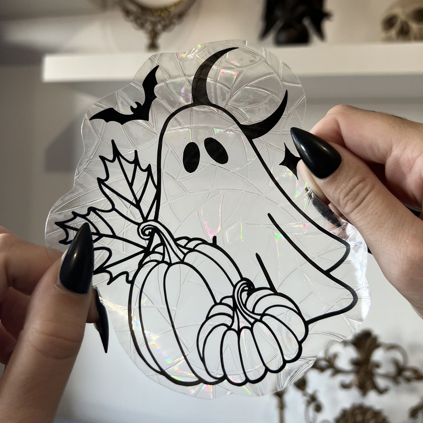 Ghost pumpkins sun catcher - magic rainbow window prism sticker