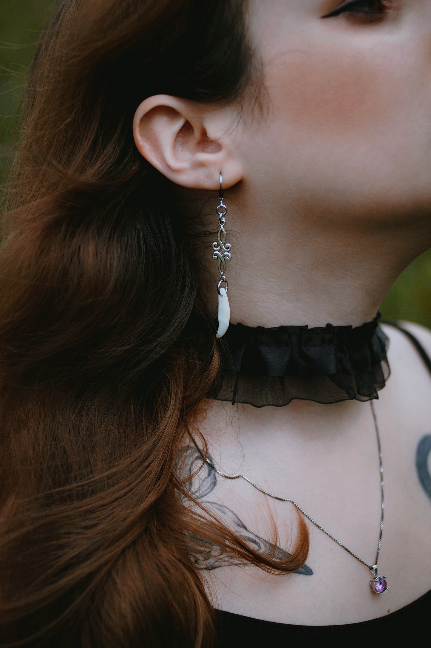 Earrings with real prairie Wolf teeth