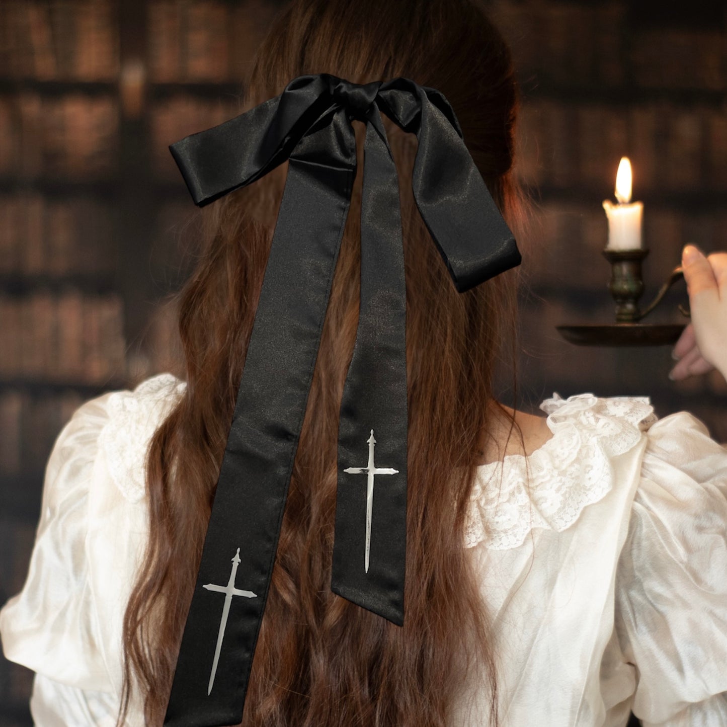 Hair Bow - hair ribbon - Cathedral window - Sword - Key