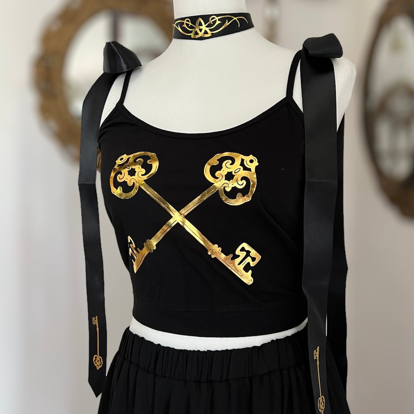 Victorian Key top in Gold foil or Silver foil