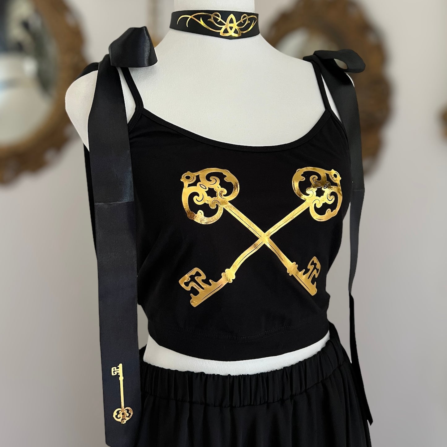 Victorian Key top in Gold foil or Silver foil