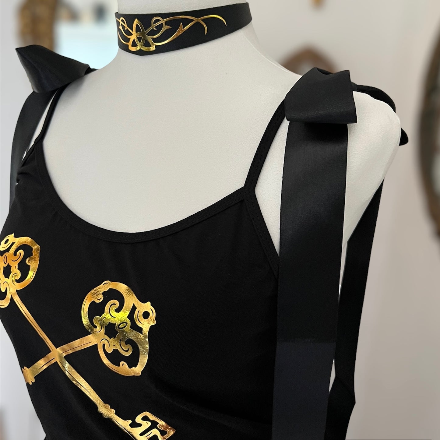 Victorian Key top in Gold foil or Silver foil