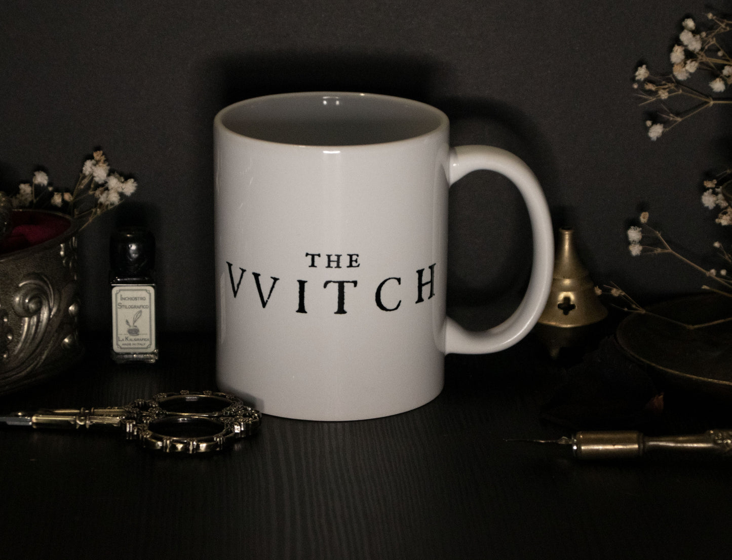 Witch mug with medieval witchcraft illustration and Black Phillip