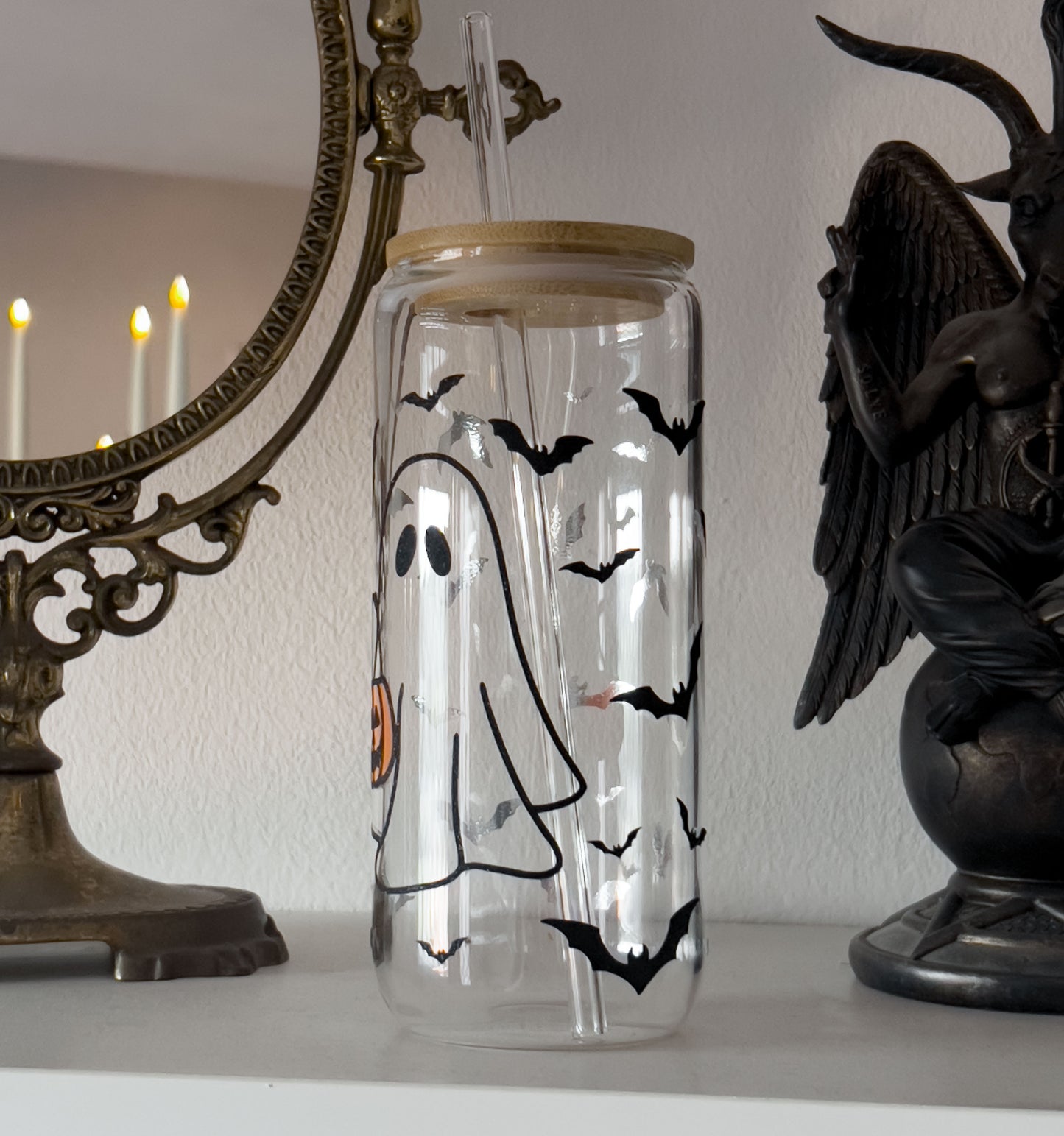 Halloween ghostly glass mug