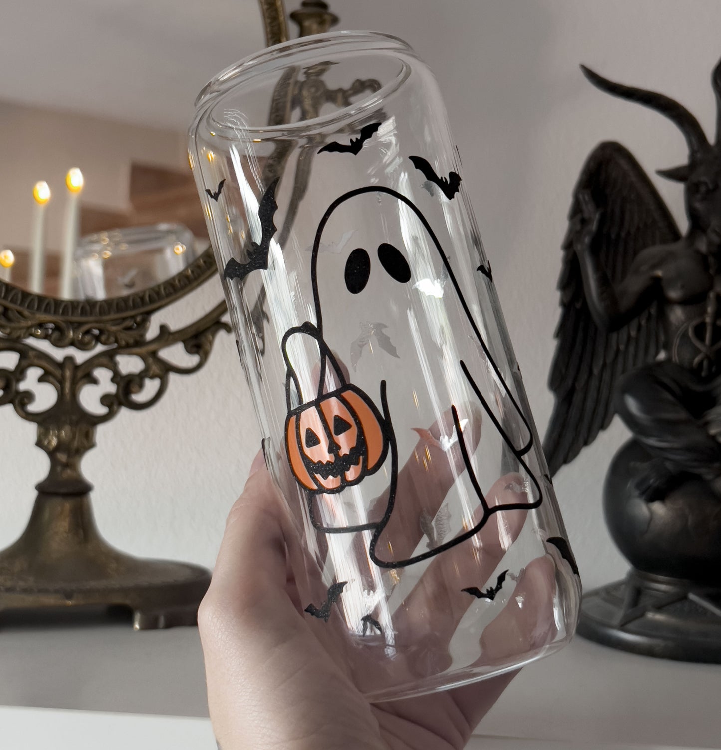 Halloween ghostly glass mug