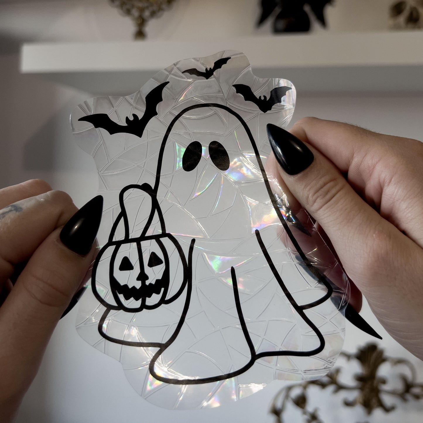 Halloween ghost sun catcher - magic rainbow window prism sticker