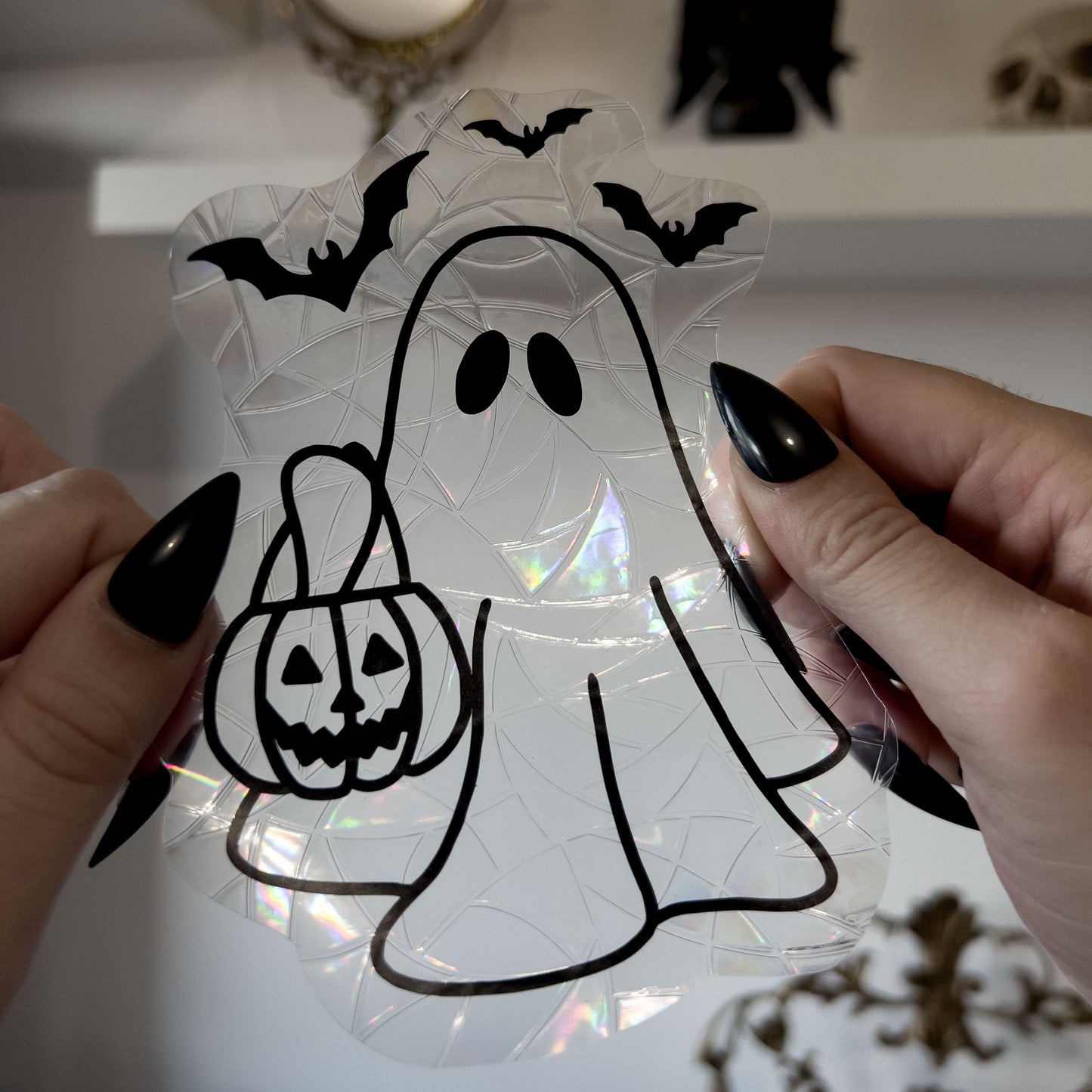 Halloween ghost sun catcher - magic rainbow window prism sticker