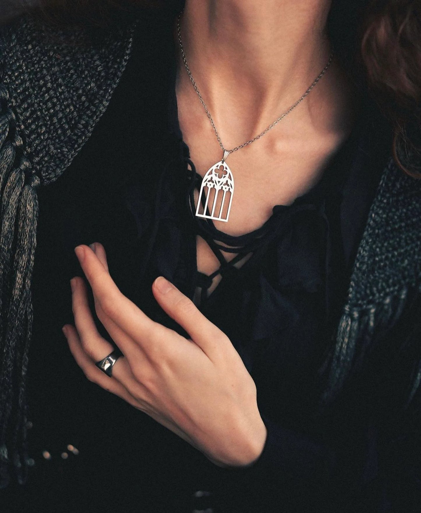 "Votiva" Necklace in 925 Silver - Gothic Cathedral Jewelry