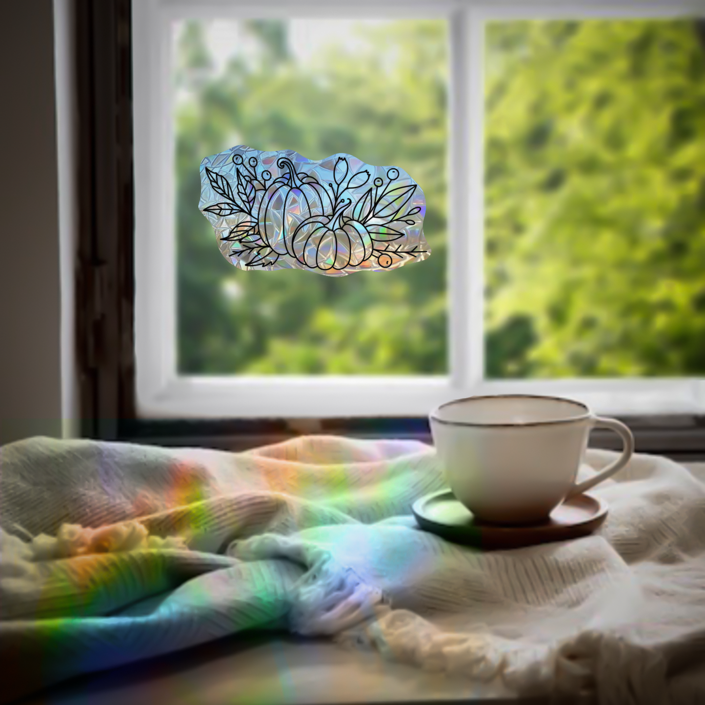 Pumpkins sun catcher - magic rainbow window prism sticker
