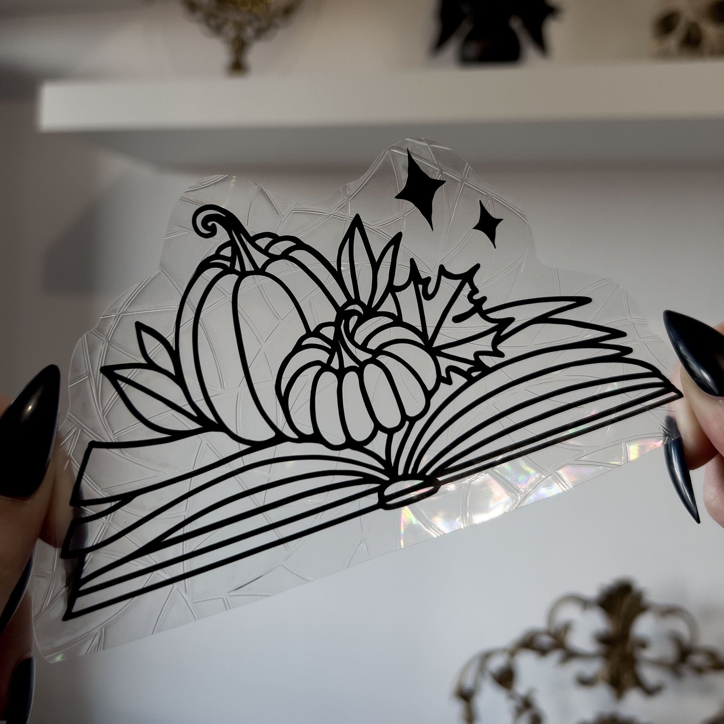 Pumpkin book sun catcher - magic rainbow window prism sticker