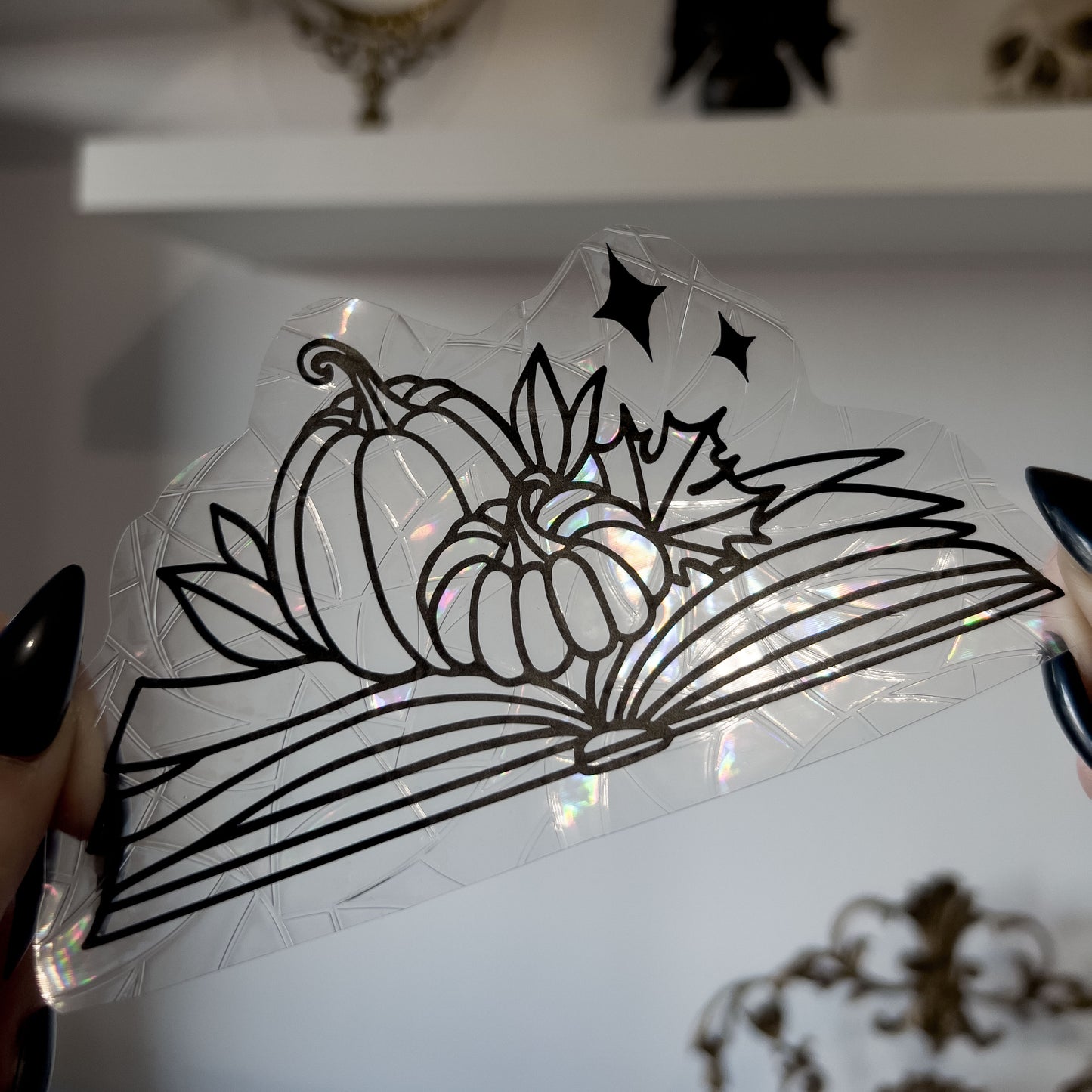 Pumpkin book sun catcher - magic rainbow window prism sticker