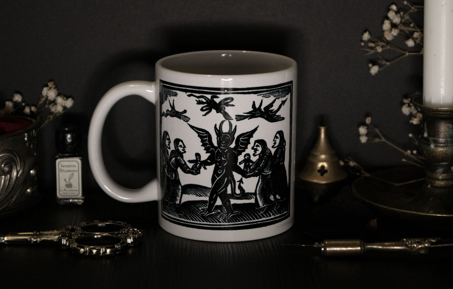 Witch mug with medieval witchcraft illustration - Witch Sabba
