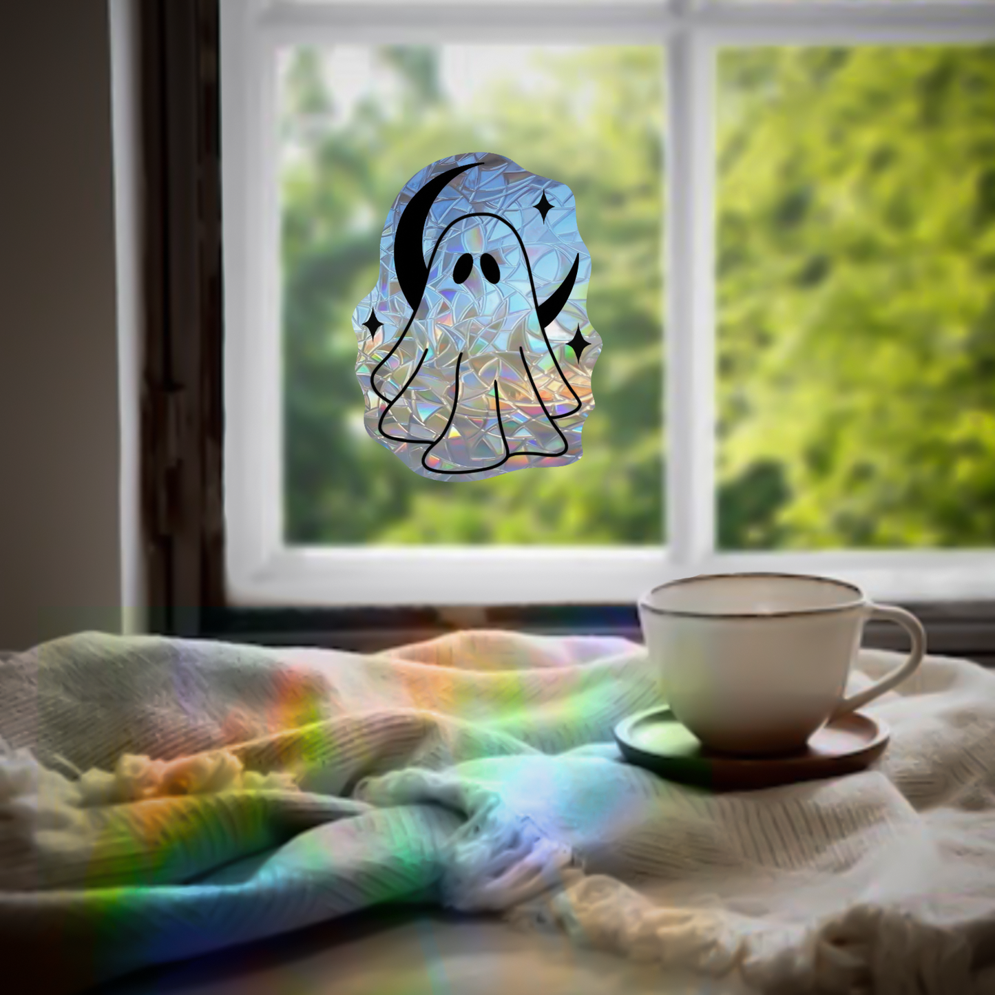 Ghost moon sun catcher - magic rainbow window prism sticker