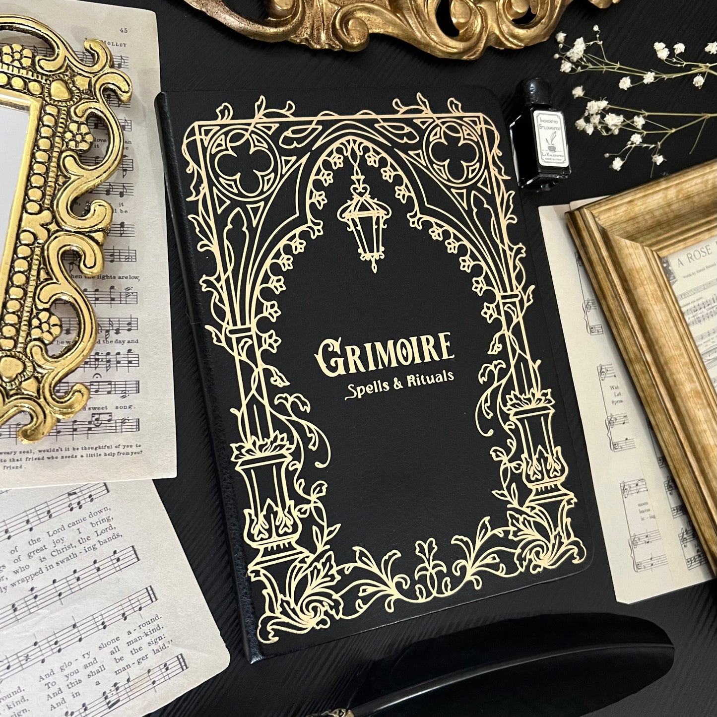 Cathedral window Grimoire in Gold or Silver foil