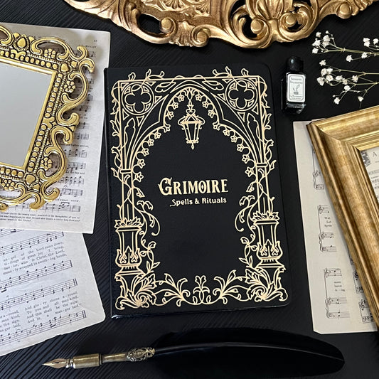 Cathedral window Grimoire in Gold or Silver foil