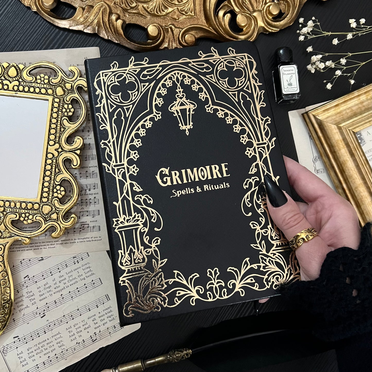 Cathedral window Grimoire in Gold or Silver foil