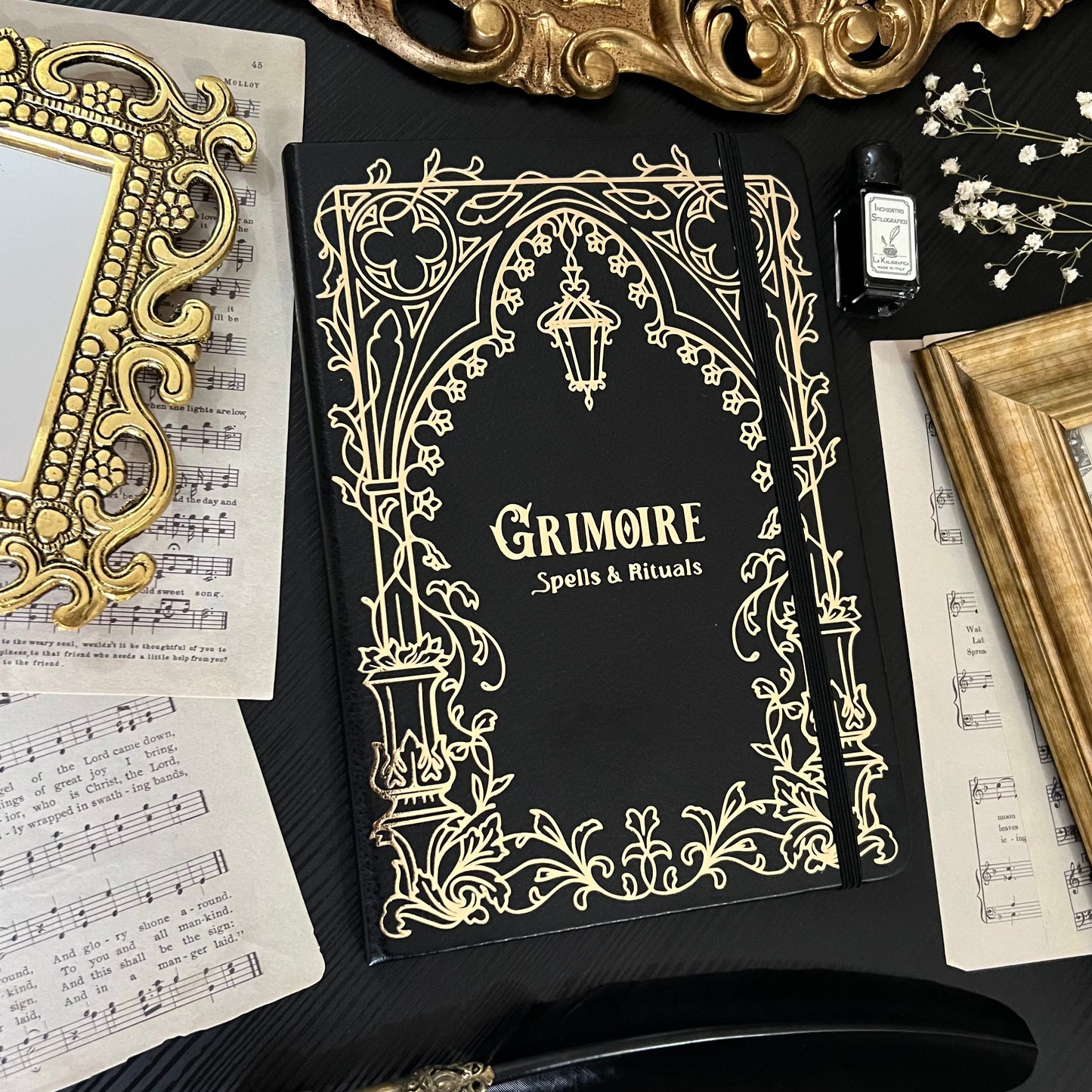 Cathedral window Grimoire in Gold or Silver foil