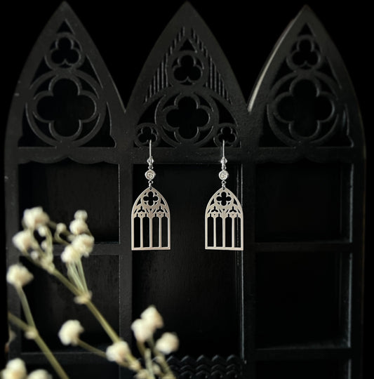 Earring "Votiva" Gothic Cathedral window in Stainless steel