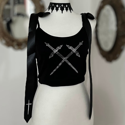 Sword crop top witch bow in Gold or Silver foil