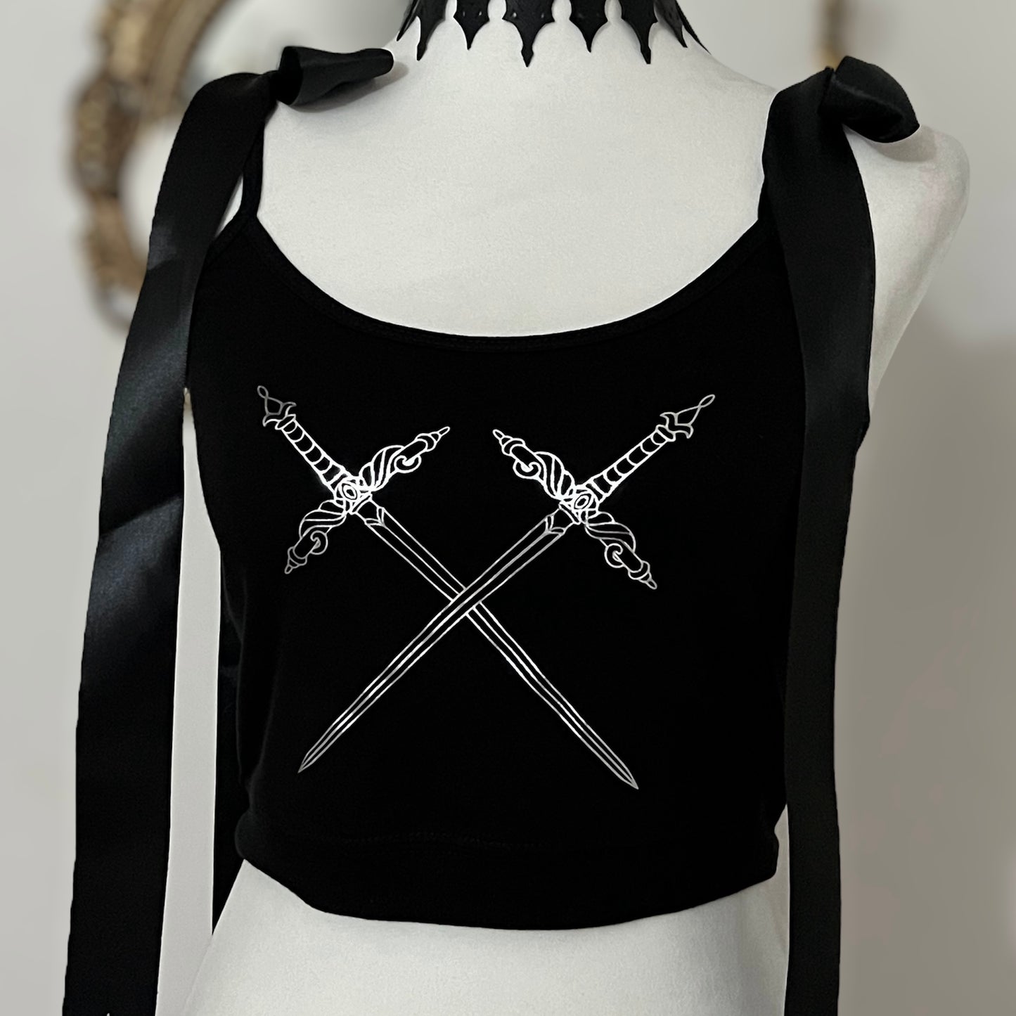 Sword crop top witch bow in Gold or Silver foil