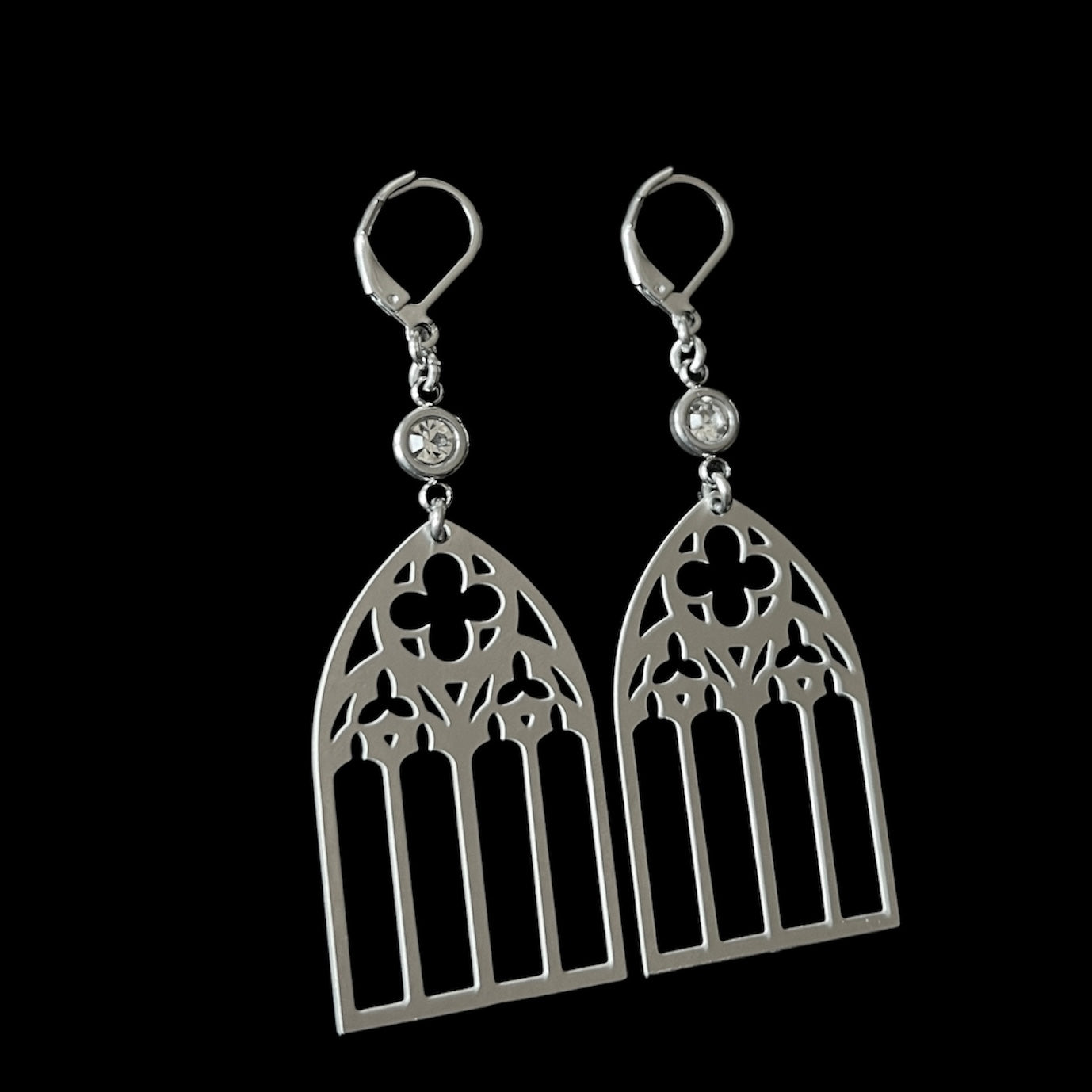 Cathedral window “Votiva” set earrings + necklace in stainless steel