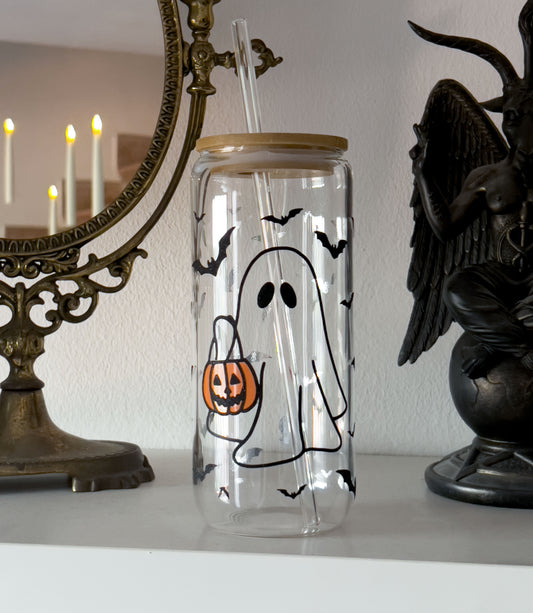 Halloween ghostly glass mug