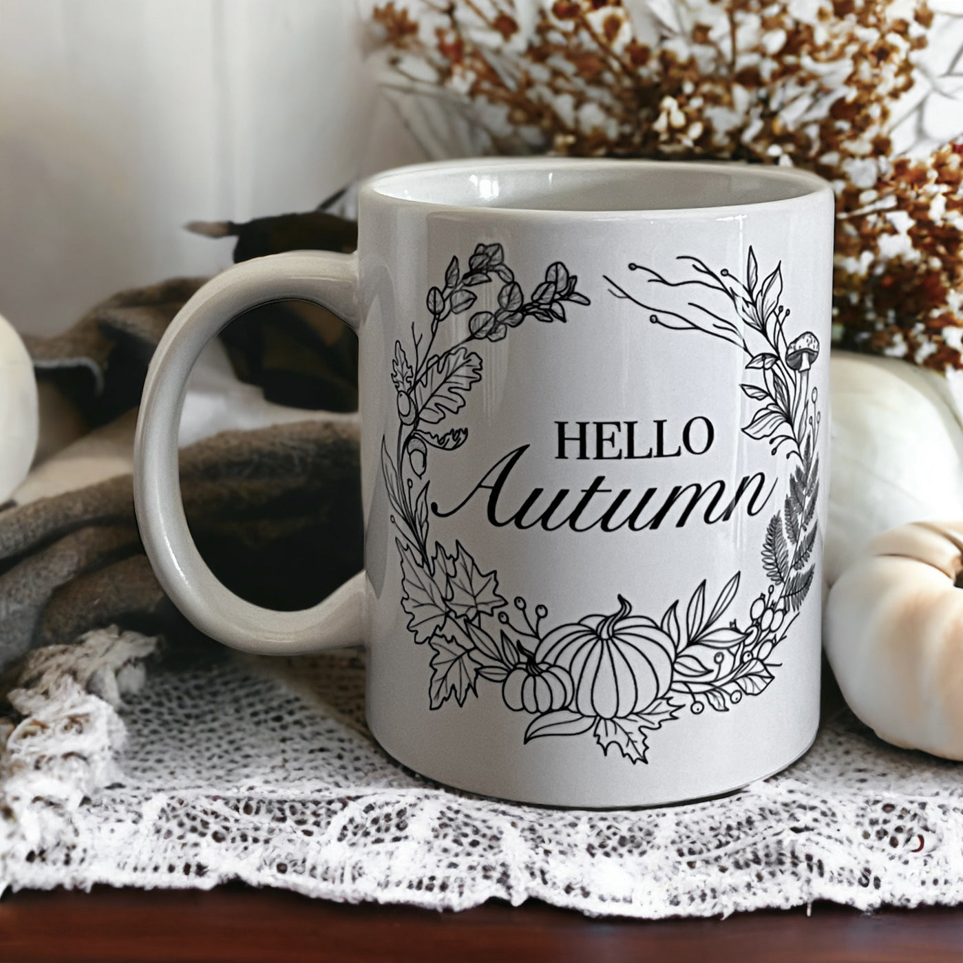 "Hello Autumn" mug