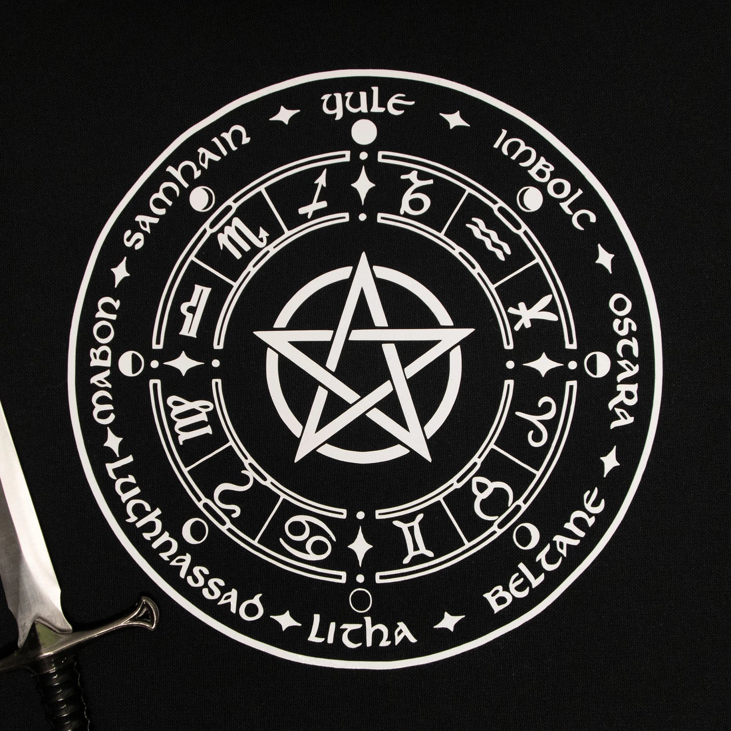 Esoteric Altar Cloth - Wheel of the year (White version)