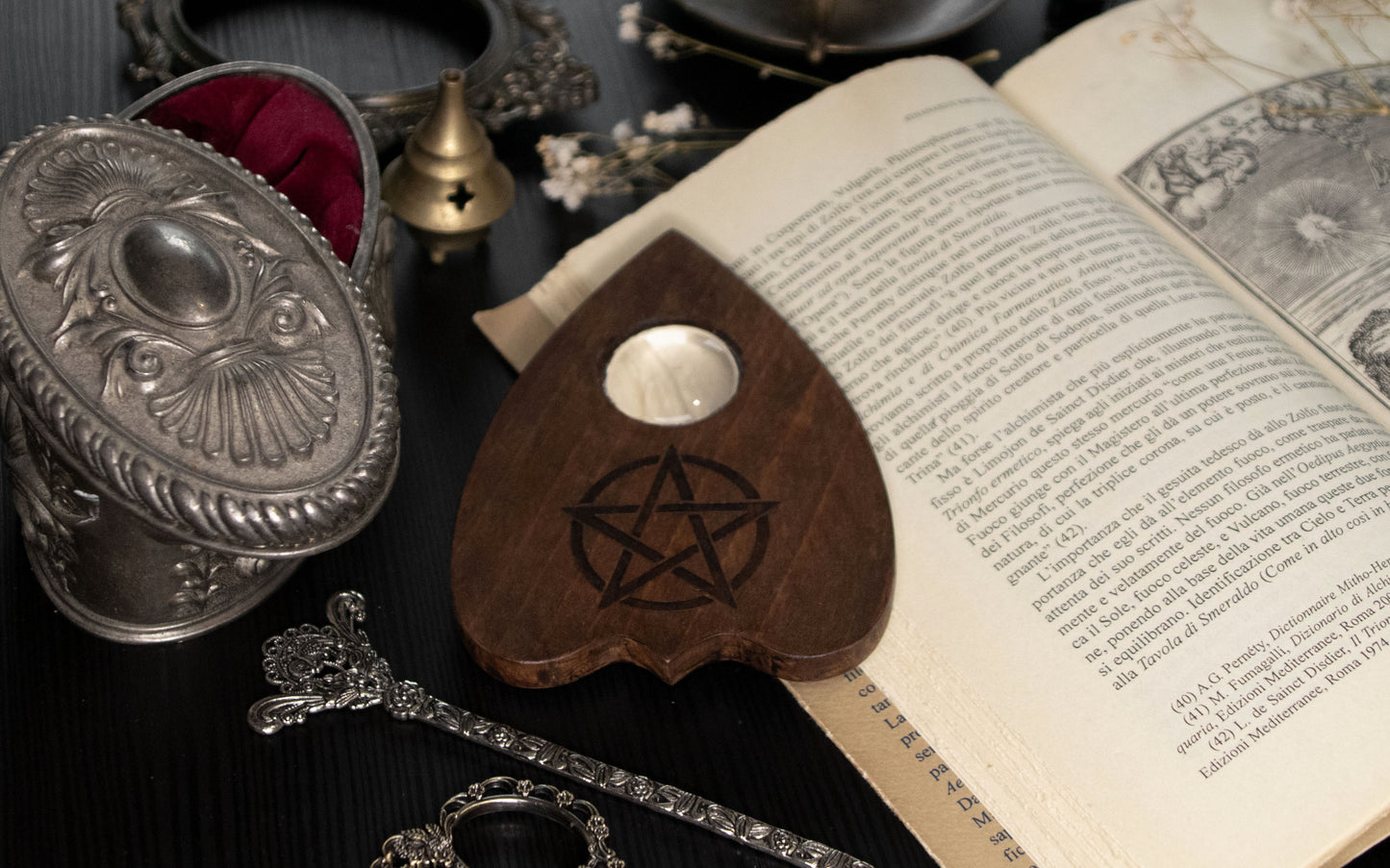 Ouija planchette with pentacle