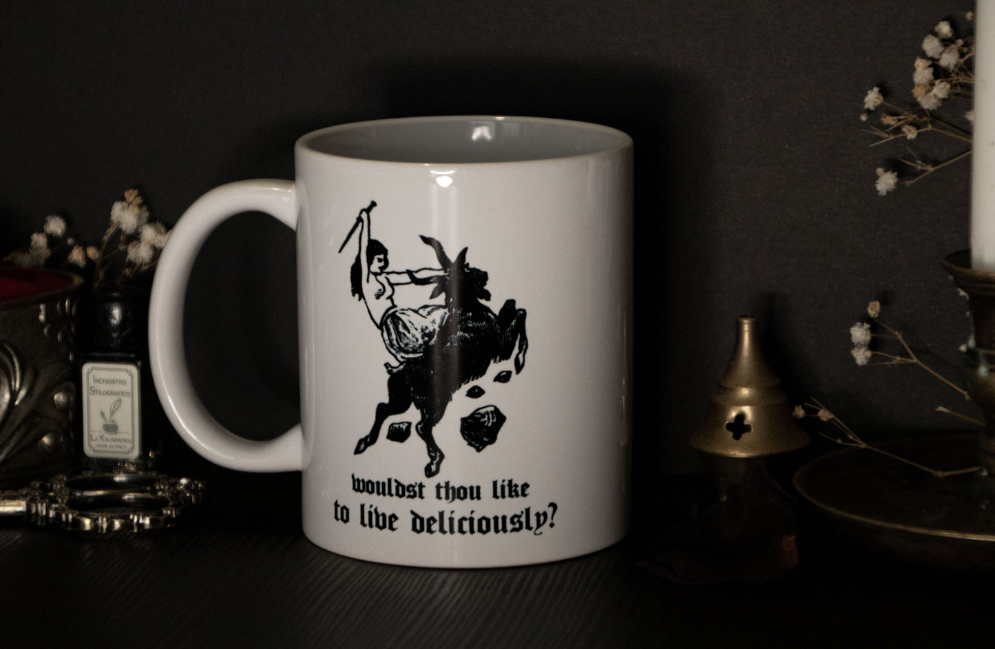 Witch mug with medieval witchcraft illustration - Life deliciously