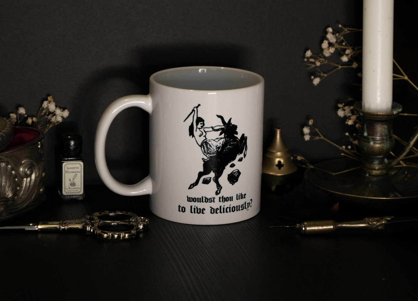 Witch mug with medieval witchcraft illustration - Life deliciously