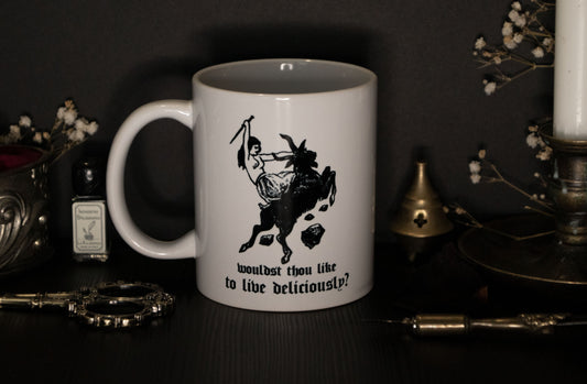 Witch mug with medieval witchcraft illustration - Life deliciously